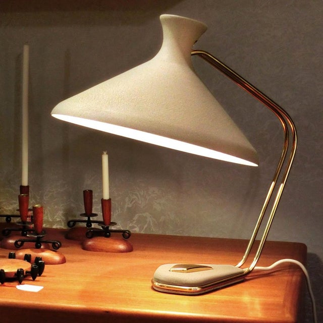 Metal Mid-Century Table or Desk Lamp with Shrink Varnish Diabolo Design, 1950s For Sale - Image 7 of 9