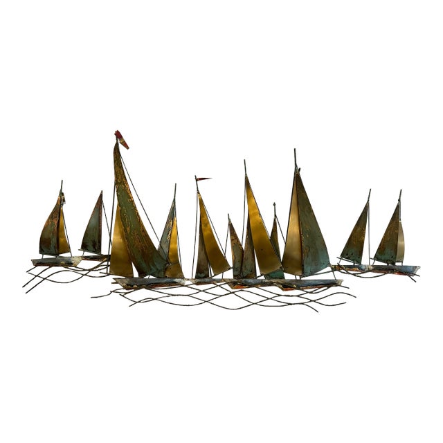 1970s Curtis Jere Sailboat Wall Sculpture For Sale
