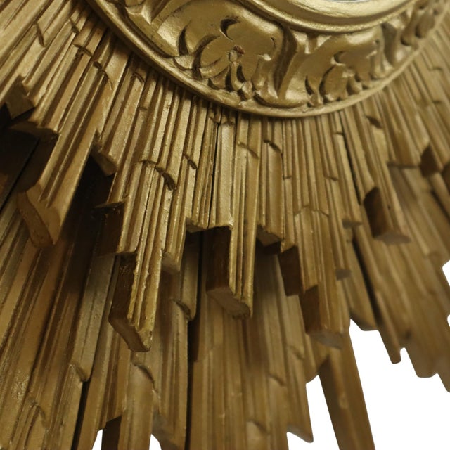 Wood Gold Sun Mirror Two Levels Convex Mirror Sunburst, 1960s For Sale - Image 7 of 15
