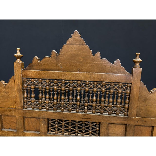 Early 20th Century Middle Eastern Carved Walnut Mashrabiya Settee, 1920s–1930s For Sale - Image 14 of 14
