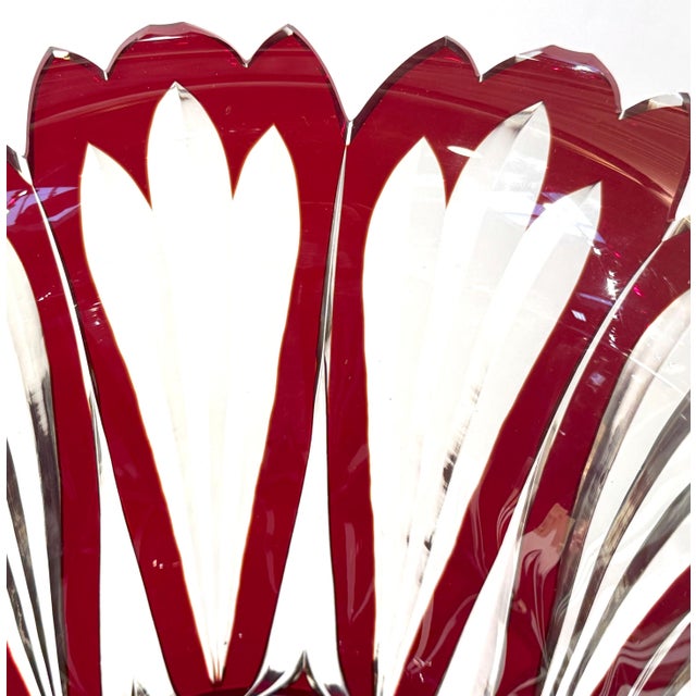 Monumental Bohemian Ruby Cut to Clear Crystal Flower Form Vase, Circa 1880 For Sale - Image 11 of 15