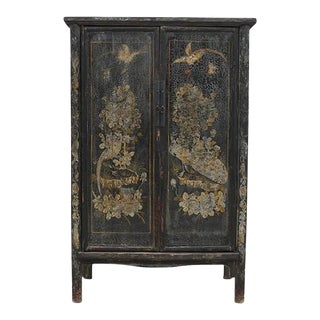 Antique Chinese Painted Elm Armoire For Sale