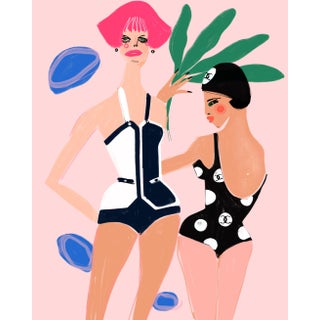 "Ladies in Chanel" Original Whimsical Fashion Figurative Print by Annie Naranian For Sale