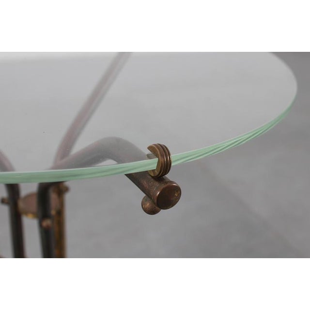 Mid-Century Round Glass and Brass Serving Table with Curved Legs, Italy, 1950s For Sale - Image 11 of 17