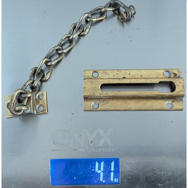 Traditional Quintessential Vintage Brass Chain Lock, of Yesteryears Quality For Sale - Image 3 of 3