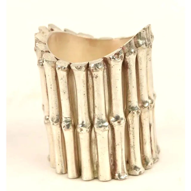 Chic and rare vintage Hermes faux bamboo design metal bud vase / beaker / desk cup. Perfect for a small bouquet, desktop...