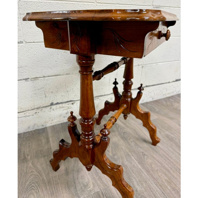 Victorian Antique Victorian Eastlake Aesthetic Movement Walnut Side Table Parlor Table For Sale - Image 3 of 10