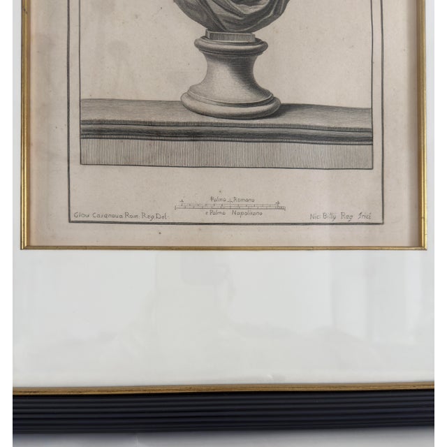 Grand Tour Pair of 18th Century Italian Bust Engravings (Antique Etchings) - Neoclassical Grand Tour Copperplate Prints by Casanova & Campana, Framed For Sale - Image 3 of 11