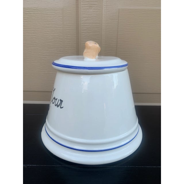 Vintage French “Bone Jour” Blue and White Porcelain Dog Treat Jar For Sale In South Bend - Image 6 of 12