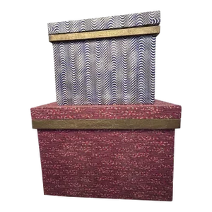 2 Large Vintage Japanese Chabako (Tin Lined Cedar Tea Chest), Hand Decorated With Washi Paper - Set of 2