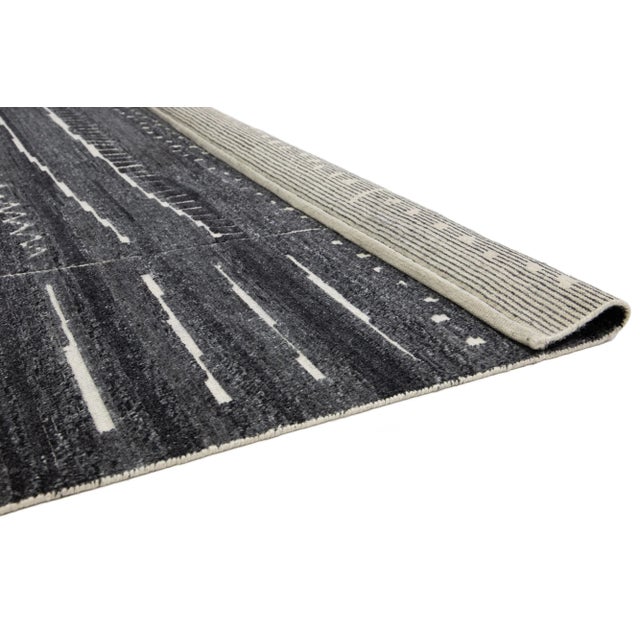 Modern Moroccan Style Gray Wool Rug With Tribal Pattern by Apadana For Sale - Image 4 of 10