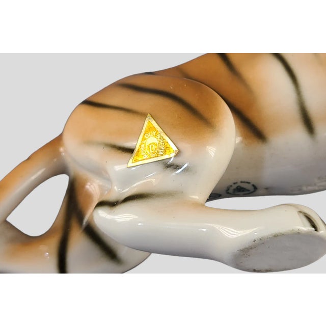 Ceramic Vintage 1980s Porcelain Tiger Figurine Royal Dux Fully Marked For Sale - Image 7 of 8