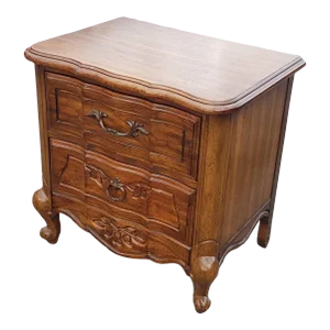 Mid 20th Century Vintage French Provincial Style Carved Walnut Nightstand
