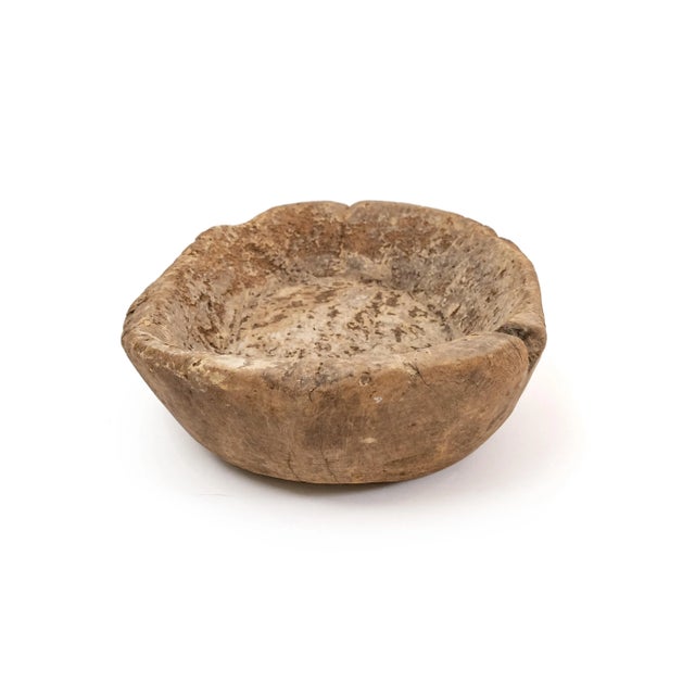 Striking antique root bowl hand-carved from solid Turkish burled wood. This organic-form bowl showcases dramatic natural...