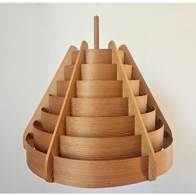 Large Vintage Wooden Pendant Light by Hans-Agne Jakobsson, 1966 For Sale - Image 4 of 14