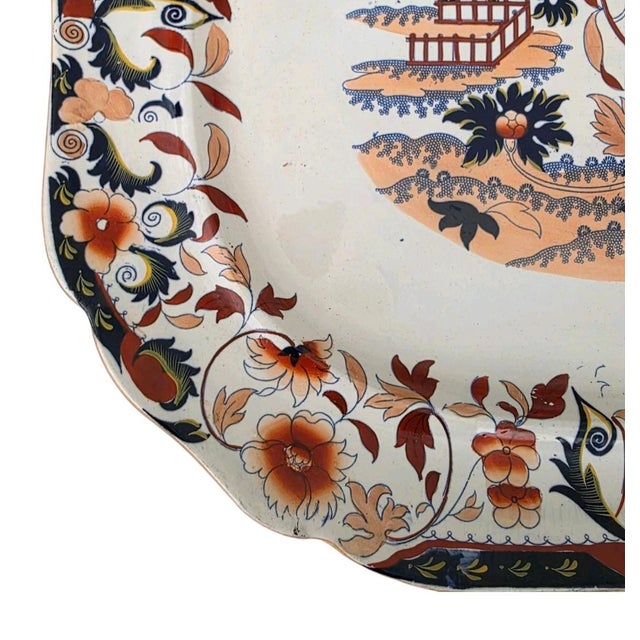 English Large 19th-Century Amherst Japan South Wales Pottery Platter For Sale - Image 3 of 18