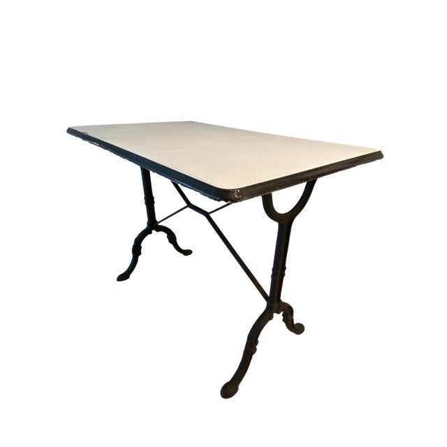 French Country Vintage European Porcelain Top Bistro Table For Sale - Image 3 of 9