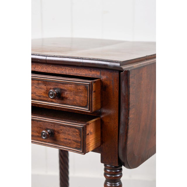 Regency 2-Drawer Pembroke Side Table With Tapered Legs on Caster C. 1820 For Sale In Charleston - Image 6 of 11