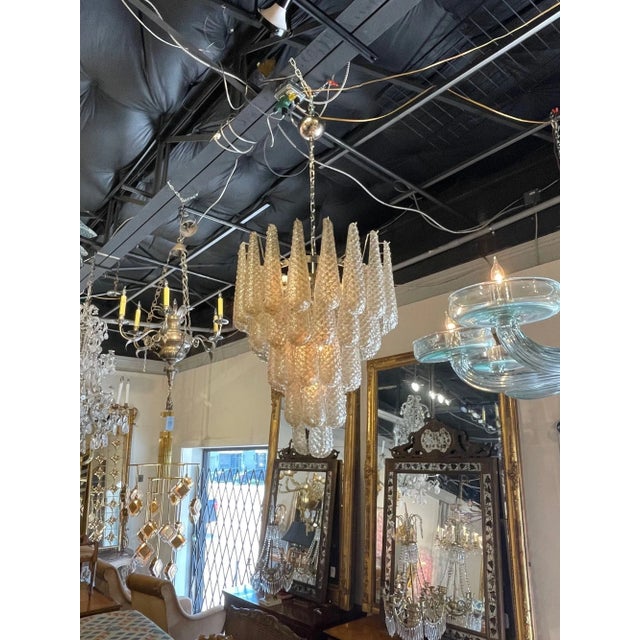 Vintage Italian Gold Murano Glass Tear Drop Glass Waterfall Chandelier For Sale In Dallas - Image 6 of 7