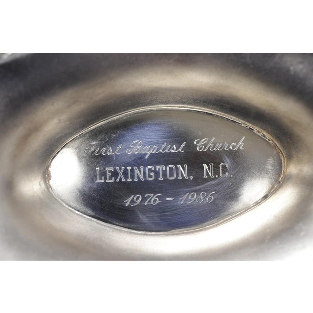 Victorian Vintage Lunt Victorian Silver Plated Oval Pedestal Base Rose Pattern Fruit Bowl For Sale - Image 3 of 17