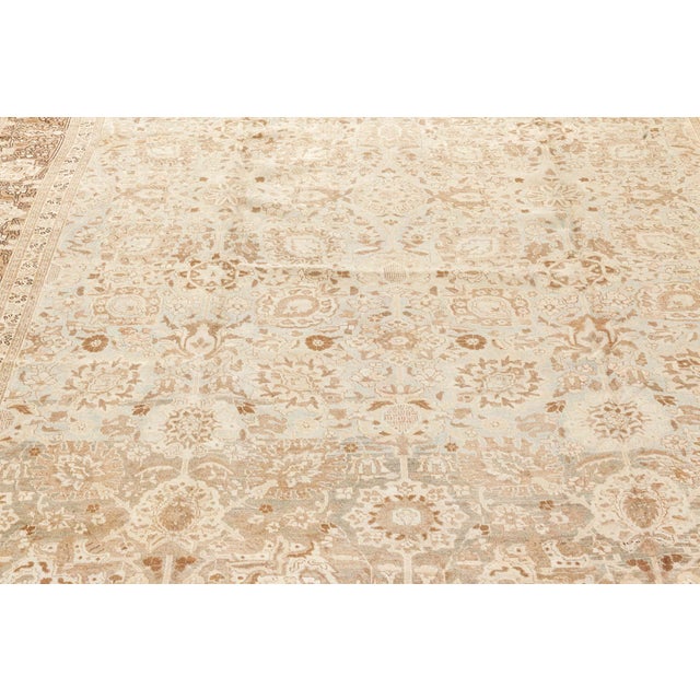 Brown Authentic Persian Tabriz Handmade Wool Rug For Sale - Image 8 of 10