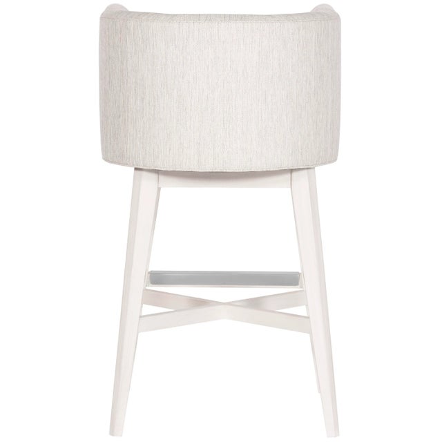 Contemporary Emmett Bar Stool in Index Porcelain with Wood Retro Swivel Base & Casablanca Finish For Sale - Image 3 of 3