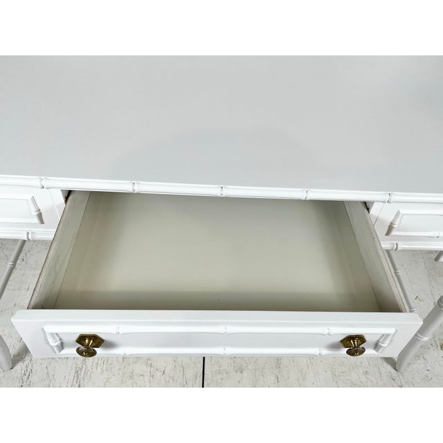Wood Vintage Thomasville Faux Bamboo Writing Desk For Sale - Image 7 of 9