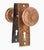 Antique Vernacular style brass door knob set made by Reading in the 1897 catalog. It is part of the K-23800 Windsor group....