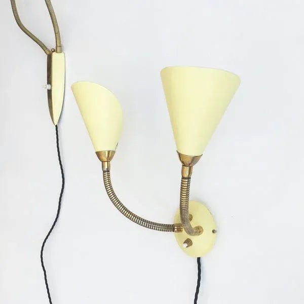 1950s Danish Wall Lamps in Yellow, 1950s, Set of 2 For Sale - Image 5 of 9