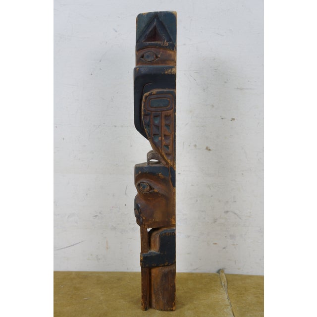 Mid 20th Century Northwest Coast Native American Haida Tiki Totem Pole Sculpture 16" For Sale - Image 12 of 13