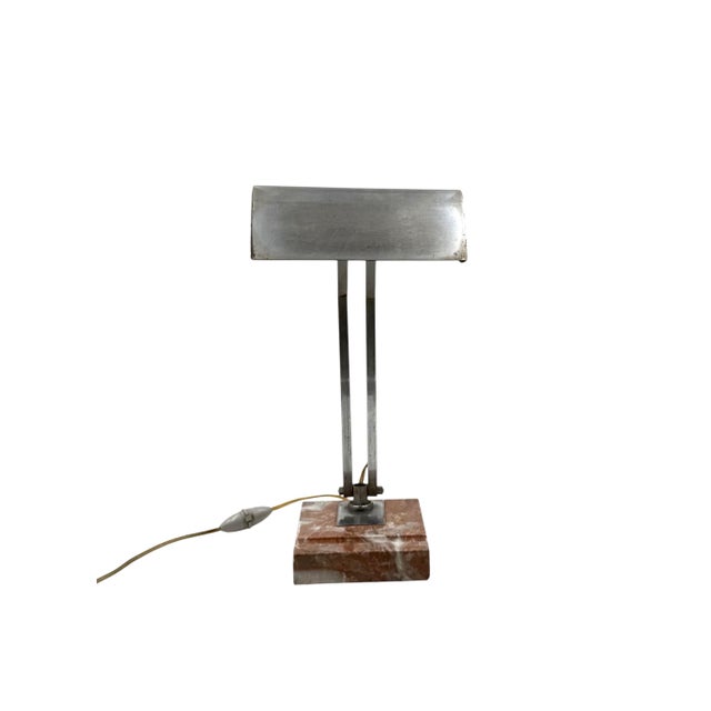 1930s 1930s Art Déco Aluminum Marble Desk Lamp For Sale - Image 5 of 14