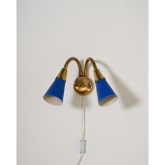 Adjustable Wall Light in Brass and Lacquered Metal, Scandinavia, 1960s For Sale - Image 10 of 10