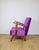 Vintage Loft Armchair in Purple Velvet, 1970, in Restored conditions. Designed 1970 to 1979