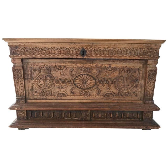 Renaissance Wooden Chest Carved with Vegetal Patter For Sale - Image 16 of 16