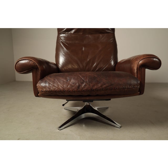DS-31 Reclining Swivel Lounge Chair in Leather from de Sede, Switzerland, 1970s For Sale - Image 12 of 17
