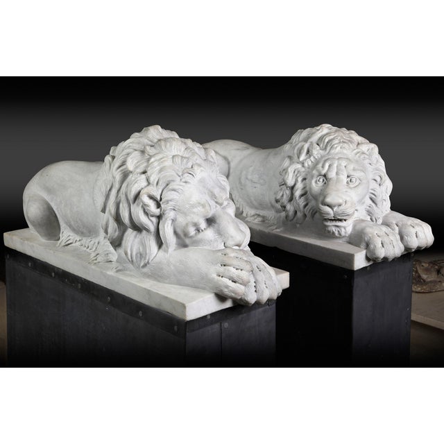 Danilo Cervietti after Canova, Lions, Late 20th Century, Marble, Set of 2 For Sale - Image 12 of 13