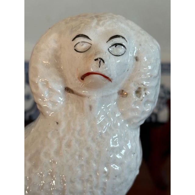 English Antique Staffordshire Poodle With Puppies Dog Figurine With Pups For Sale - Image 3 of 9