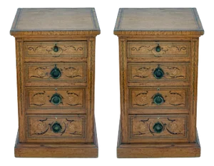 Slender Edwardian Chests of Drawers; A Pair