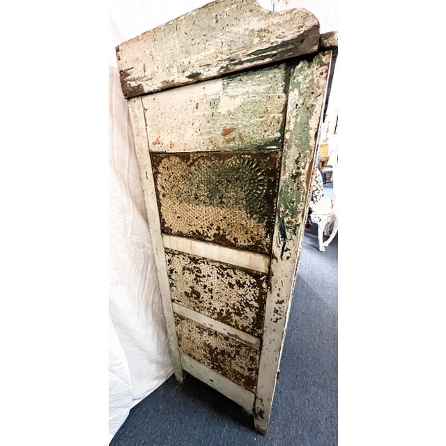 Wood Rustic Antique Pine Pie Safe/ Cupboard With Twelve Punched Tin Side Panels For Sale - Image 7 of 12