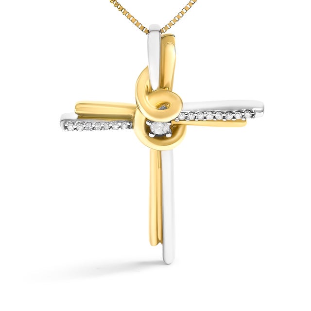 With a band of sparkling diamonds, this graceful cross pendant in real 10kt white and yellow gold is a beautiful way to...