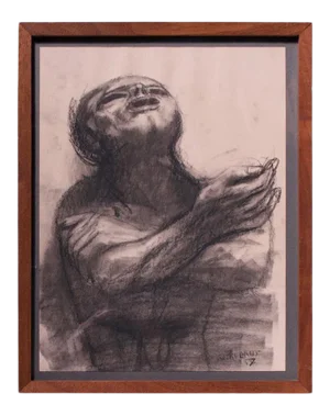 James Joseph Kearns "Despondent Man" Etching