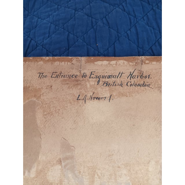 1910s Esquimalt Harbor b.c. Canada Painting Lillian a Howard Santa Cruz, Ca Artist For Sale - Image 4 of 6