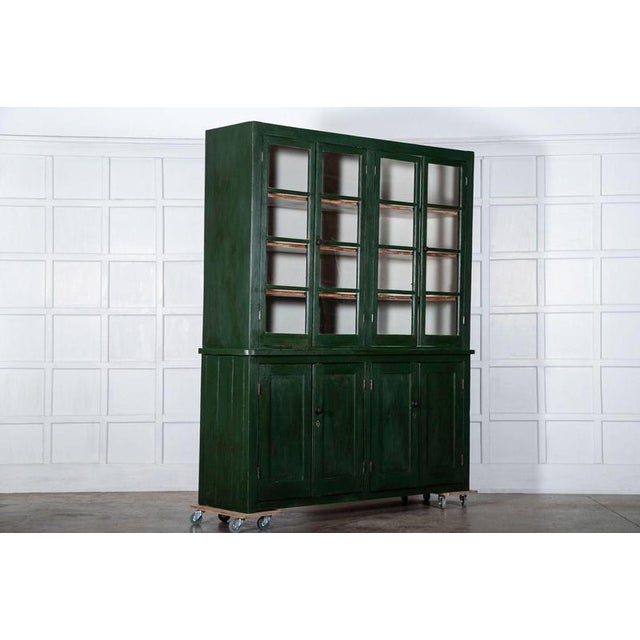 Large 19th Century English Painted Pine Glazed Bookcase For Sale - Image 3 of 16