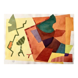 Two Vintage Abstract Watercolors Painting by Roger Stokes For Sale