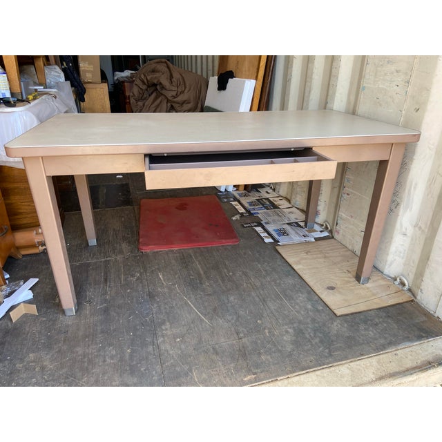 Mid-Century Modern 1970s Vintage Mid Century Modern Metal Tanker Desk For Sale - Image 3 of 12