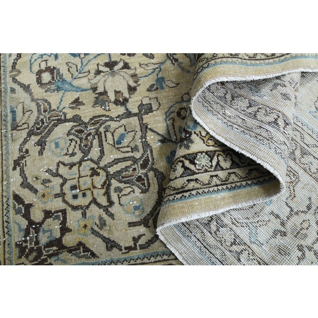 1960s Vintage Persian Handmade Wool Cotton Beige Area Rug For Sale - Image 10 of 11