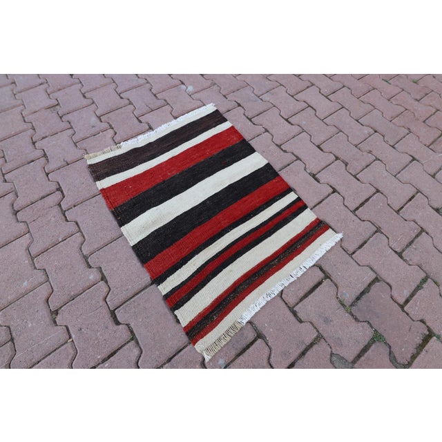 Tribal 1980s Tribal Red Striped Cappadocia Kilim For Sale - Image 3 of 13