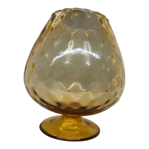 Vintage Mid-Century Empoli Amber Glass Optic Swirl Brandy Snifter