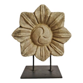 Vintage Sandstone Flower on Stand For Sale