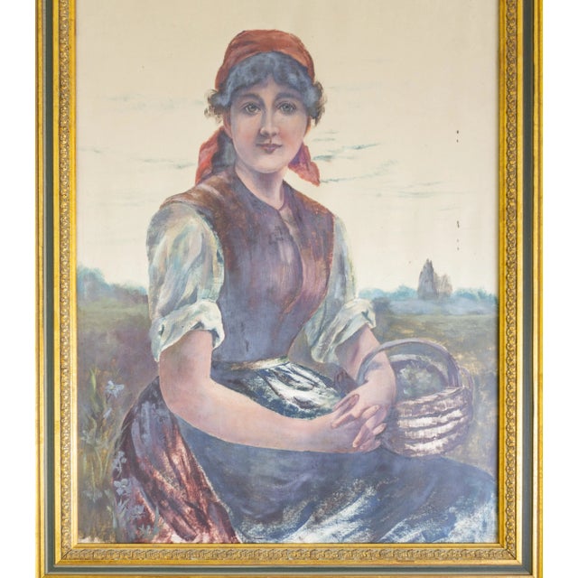 Brick Red Eduard Von Grützner Figurative Master Study Peasant Girl Genre Painting For Sale - Image 8 of 10